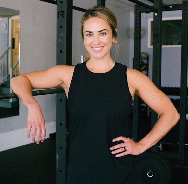 Emily Huff in a strength-training gym
